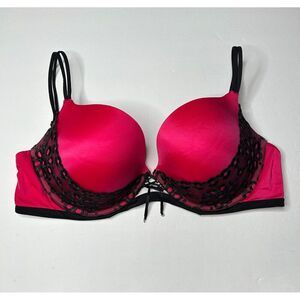 Victoria’s Secret Pink Black overlay floral lace Push Up Padded Bra 36D